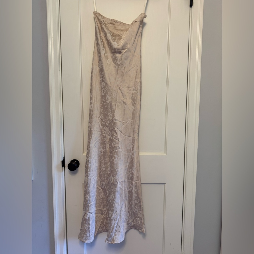 Princess Polly Cream Strapless Floral Dress